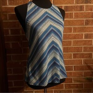 Prana Women M Racerback Tank Top Chevron Striped High Neck Yoga Activewear